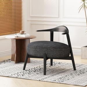 Christopher Knight Home Ipomoea Low-Back Accent Chair Side Chair, Modern Accent Chair,Mid-Century Upholstered Armchair with Curved Backrest, Boucl Fabric,Birch Wood, Black + Black