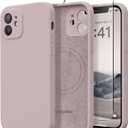 Magnetic for iPhone 12 Case, Compatible with MagSafe, [Full Camera Protection][Screen Protector] Silicone Shockproof Protective Phone Case for iPhone 12 6.1", Hazel