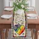 2 x XCHI Rainbow Love Heart Plaid LGBTQ Table Runner Pride Day Inclusion Lesbian Gay Bisexual Transgender Queer Homosexual Equality Decorations for Home Kitchen Party 13x72 Inch