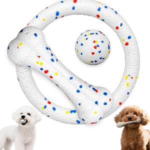 3 x SYMHOBBY Indestructible Dog Toys Balls for Small Dogs 1.97inch Durable Bouncy Floating Interactive Toys with Pull Ring and Bone 3Pcs