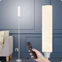 Floor Lamp with Remote Control,Floor Lamps for Living Room/Bedroom/Office, Stepless Adjustable 3000K-6000K Colors and 10-100% Brightness,Standing Light with Foot Switch (Nickel+Beige Linen)