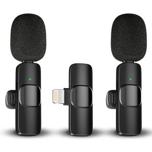 Professional Wireless Lavalier Lapel Microphone for iPhone iPad, Mini Lapel Mics Plug-Play 2.4G Ultra-Low Delay Noise Reduction Chip for Video Recording Interview Podcast Vlog YouTube Tiktok