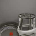 Armen Living Madrid 26" Counter Height Swivel Modern Gray Faux Leather and Brushed Stainless Steel Bar Stool for Kitchen Island Counter