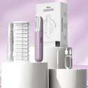 Dermaplaning Tool for Women Face - Edge Technology Sonic Dermaplane Razor for Facial Exfoliation & Peach Fuzz Hair Removal with 10 Refill Blades (Purple)