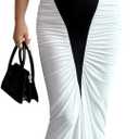 GORGLITTER Women's Halter Maxi Dress Ruched Bodycon Formal Birthday Evening Elegant Wedding Guest Cocktail Dresses (S)