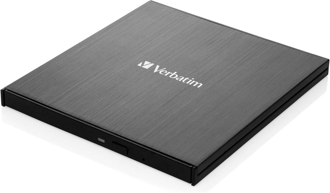 Verbatim Ultra HD 4K CD DVD Bluray Writer USB 3.2 GEN 1 USBC Connectivity Slim Brushed Metal Enclosure Compatible with Mac and PC with Free 25GB Verbatim Bluray disc