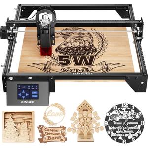 LONGER Laser Engraver Ray5 5W Higher Accuracy DIY Laser Engraving Machine with 3.5" Touch Screen,Offline Usage Laser Cutter,400x400mm,0.08mm Laser Spot, CNC Laser Cutter for Wood Metal Acrylic Glass