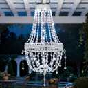 Hanging Solar Lantern Outdoor Chandelier Christmas Gifts for Women Waterproof Modern Crystal Acrylic Pendant Light with Cool White LED S Hook Garden Decor Light for Gazebo, Patio, Yard, Party, Wedding