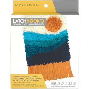Dimensions 72-76380 Colorful Sunset Beginner Latch Hook Kit with Fringe, 10" x 12", Multicolor, 3pcs
