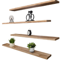 Wood Floating Shelves for Wall, Wooden Wall Shelves for Bedroom, Mounted Shelves for Living Room, Set of 4 Light Brown 48 Inch