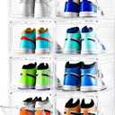 Clemate Upgraded XLarge Shoe Storage Box,8 Pack,Shoe Box Clear Plastic Stackable,Drop Front Shoe Box with Clear Door,Shoe Organizer and Shoe Containers For Sneaker Display,Fit up to US Size13
