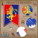 Hestya 5 Pcs 49ft Medieval Party Decorations Fantasy Pennant Banners with Lion Design Knight Bunting Banner Garland Hanging Decorations Photo Prop for Fairytale Birthday Party Decor Supplies