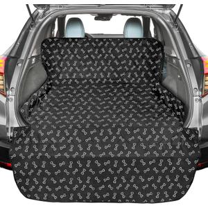 F-color SUV Cargo Liner for Dogs, Water Resistant Pet Cargo Cover Dog Seat Cover Mat for SUVs Sedans Vans with Bumper Flap Protector, Non-Slip, Large Size Universal Fit, Bone (Standard: 55" x 91")