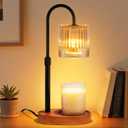 Candle Warmer Lamp with Timer: Modern Style Adjustable Height Candle Warmer Lamp Home Decor Safe Flame Free for Wax Blocks and Jar Candles Amber (Amber-black Rod)
