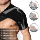HOUM Rotator Cuff Shoulder Brace with Adjustable Compression Sleeve, Hot/Cold Pack Compatible, Breathable Shoulder Support for Pain Relief, Fits Left/Right Arm, Men & Women (Medium) (Black)