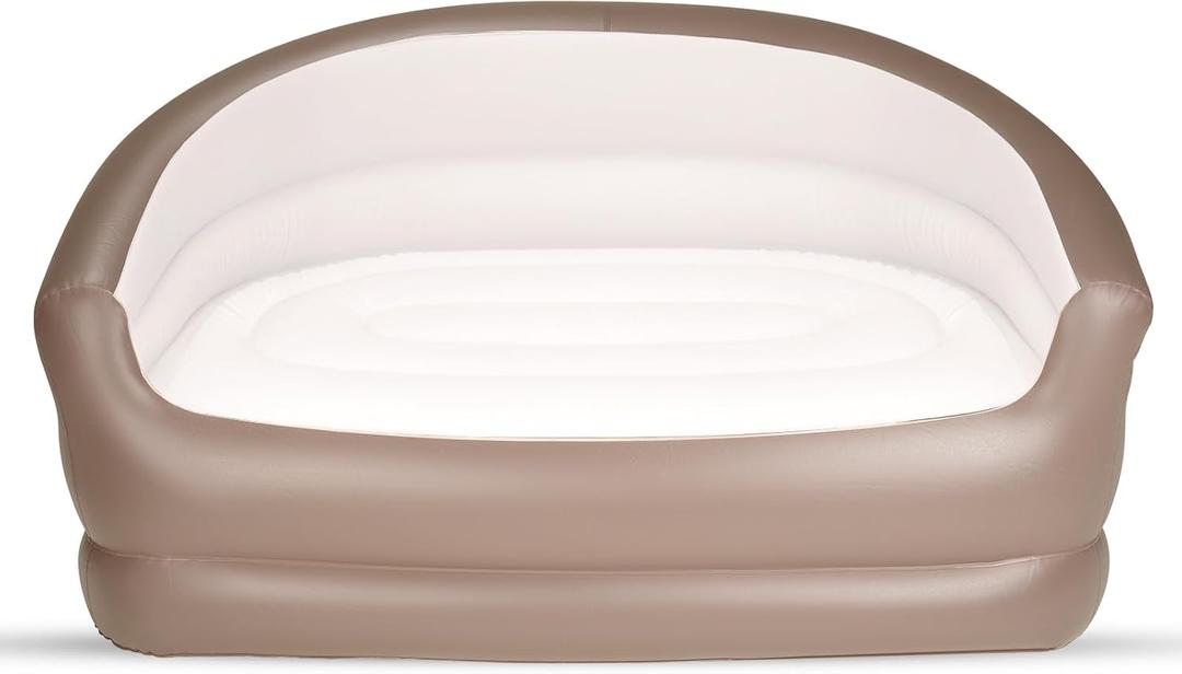 Twin Size Air Mattress Inflatable SofaDouble Inflatable Chair for Adults-Flodable Blow Up Couch Lounger-Portable Air Sofa for Indoor Living/Tent Camping/Outdoor Activities, Cream 