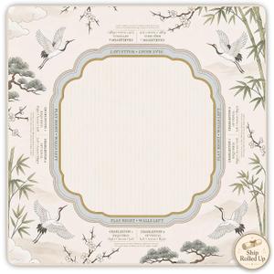 Crane Bamboo Rules Mahjong Mat for Table with Bag