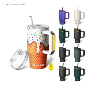 16 oz Stainless Steel Vacuum Insulated Tumbler with Lid and Straw for Water - Travel Mug Cupholder Friendly - Gifts for Women Men Him Her