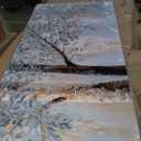 AERART Blue Grey Abstract Tree Wall Art 24"x48" Framed Wall Decor Artwork Canvas Painting for Living Room/Bedroom/Dining Room/Office Modern Home Decor