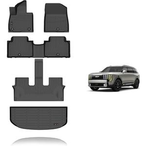 KELCSEECS Floor Mats & Cargo Liner for 2027 Kia Telluride Gas(Not for Hybrid) 7/8 Seats All Weather Kia Telluride Floor Mats Accessories