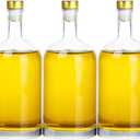 Clear Glass Bottles 17 oz (500 ml) 3 - Pack for Wine Beverages Drinks Oil Vinegar Kombucha Beer Water Soda with Cork Stopper Airtight Lid