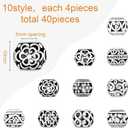 Hicarer 40 Pieces Silver Tone Spacer Loose Beads Hollow Filigree Tibetan Alloy Beads Spacer 10 mm Tiny Metal for Life Design DIY Jewelry Craft Making Necklace Bracelet Supplies