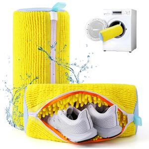 Shoe Washing Machine Bag,Shoe Laundry Bags for Sneakers, Reusable Shoe Cleaning Bag for All Shoe Sizes (Yellow)