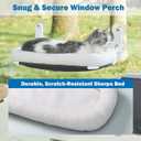 Zakkart Foldable Cat Hammock for Window - Cordless, Embeded Machine Washable Bed, Robust Metal Frame - Cat Window Perch for Large Cats and Kittens (White Bolster Bed, Large)