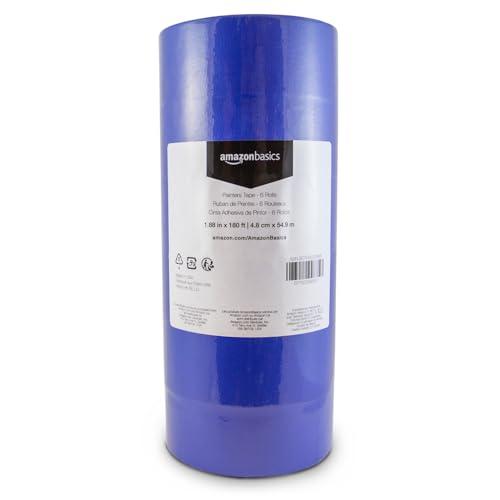 Amazon Basics Blue Painters Tape, Protects Surfaces, Removes Easily, No Residue, 1.88" x 180', Set of 5 Rolls