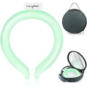 Neck Cooling Tube with Insulated Bag, Reusable Ice Coolers Wearable Body Cooling Products, Neck Coolers for Hot Weather (Green)