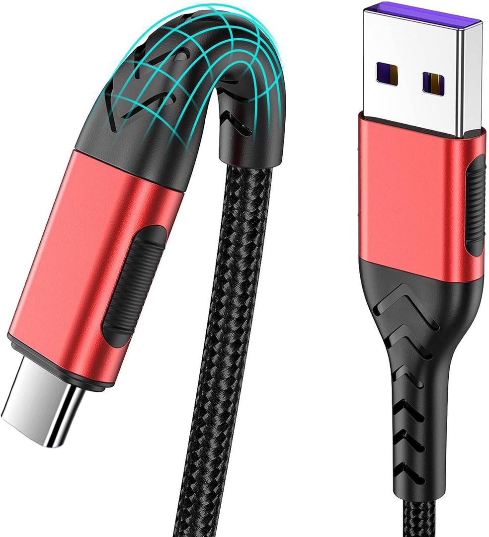 Durcord USB C Cable, Upgraded 2Pack 10ft USB Fast Charging 10 Feet Type C Charging Cord Cable, Fast Type C Charger Braided USB Cable Compatible with iPhone 15 Pro/Plus/Max/Android/Phone/Pad -Red