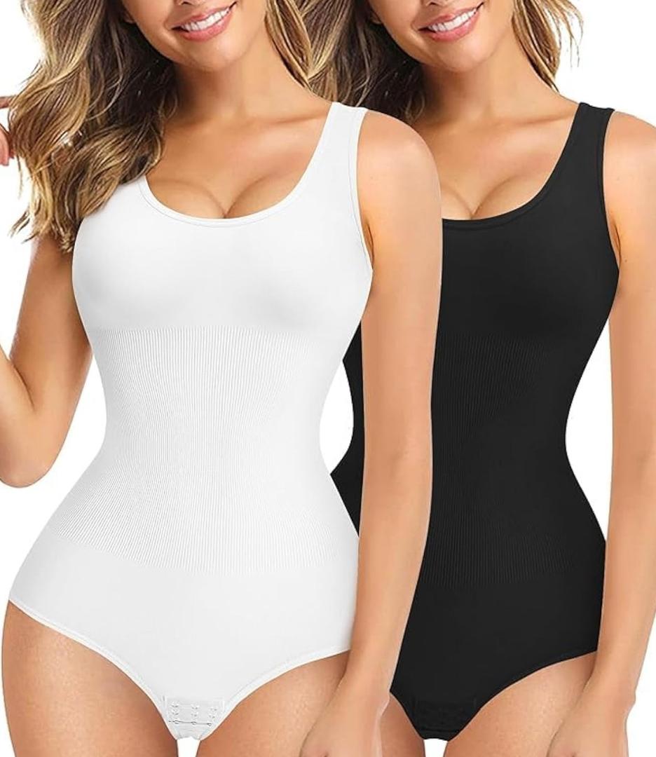 Nebility Women Waist Trainer Bodysuit Slim Full Body Shapewear Seamless Round Neck Jumpsuits Tummy Control Shaper, XL, XXL