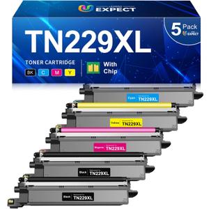 LEMERO UEXPECT TN229XL TN229 High Yield Toner Compatible Replacement for Brother TN229XL TN229 Toner Cartridges for HL-L3280CDW MFC-L3780CDW MFC-L3720CDW Printer, TN229XLBK/C/M/Y-5 Pack