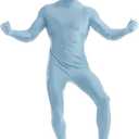 Aniler Men's and Women's Spandex Open Face Full Body Zentai Costume Bodysuit (Medium, Baby Blue)