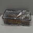 Toilet Paper Basket with Decorative Wood Base, Small Metal Wire Basket for Toilet Paper, Cosmetic & Spices, Wall Mount Storage Basket for Bathroom, Kitchen