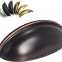 HOMOTEK 15 Pack Drawer Bin Cup Pulls Dresser Pulls for Cabinets Oil Rubbed Bronze - 3 Inch Hole Centers Furniture Handles,Kitchen Cabinet Hardware