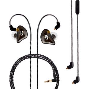 BASN Professional in Ear Monitor Headphones for Singers Drummers Musicians with MMCX Connector IEM Earphones (Pro Clear Brown)