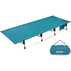 MARCHWAY Lightweight Folding Tent Camping Cot Bed with Lever Lock, Easy Setup Portable Compact for Outdoor Travel, Hunting, Hiking, Motorcycling, Support 330Lbs (Blue)