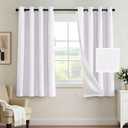 H.VERSAILTEX 100% Blackout Curtain for Bedroom 63 Inches Long Grommet Linen Face Full Light Blocking Curtain Drape for Living Room Thermal Insulated Linen Look Curtain 1 Panel, Pure White