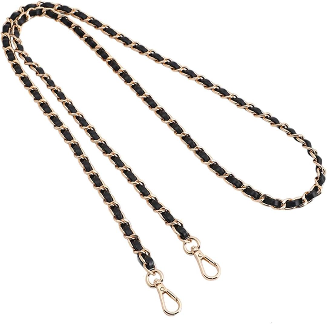 Bag Leather Chain Strap for Handbag Replacement,Purse Chain Shoulder Straps Crossbody (BLACK-90CM) (35.5in)