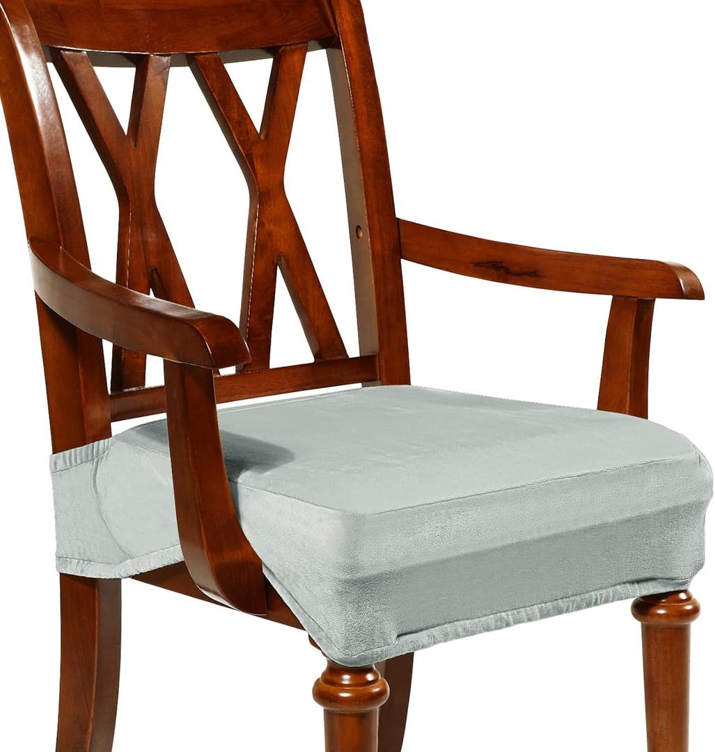 Havawish Large Dining Room Chair Seat Covers with Armrest Dining Chair Slip Covers Protectors(1 Pc, Light Gray)