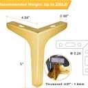 4PCS 5 Inch Gold Metal Furniture Legs Feets, Heavy Duty Triangle Table Chair Cabinet Sofa Couch Legs, DIY Replacement Sofa Feet Metal Legs for Furniture