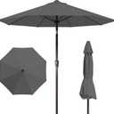 9FT Patio Umbrella with Fiberglass Ribs, Outdoor Market Table Umbrella with Crank and Tilt, UV Resistant Waterproof Canopy for Patio, Garden, Deck, Pool, Gray