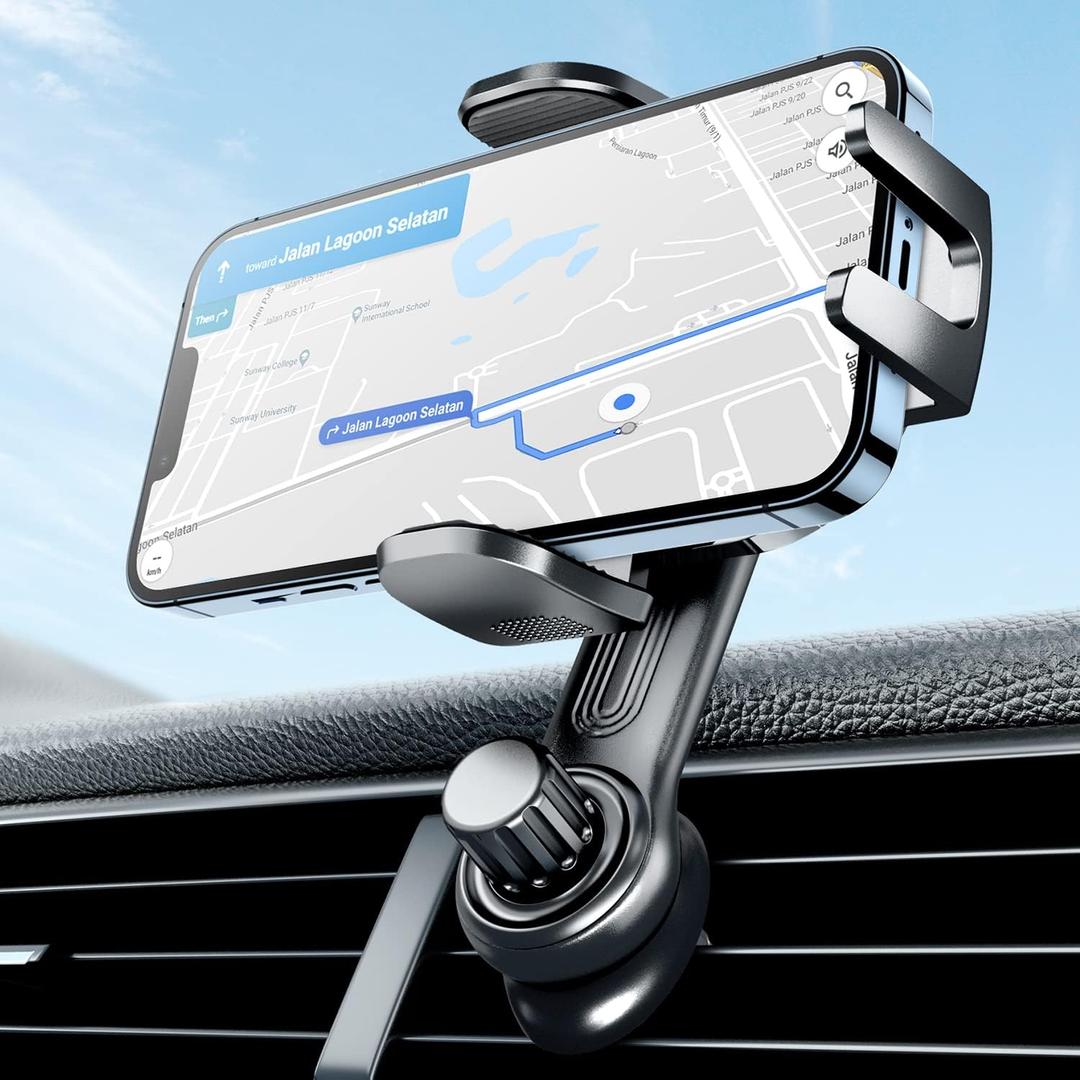 eSamcore Car Vent Phone Mount, Car Phone Holder Mount with Swing Arm Air Vent Clip Car Mount Cell Phone Holder Car for iPhone 17/16/ 15/14/ 13 Pro Max & All 4.7" - 6.9" Android Smartphone (Black)