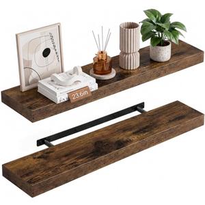 upsimples 23.6" Long Floating Shelves for Wall, Room Decor Set of 2, Brown, 23.6in