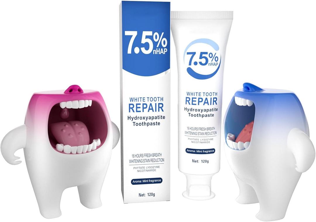 Hydroxyapatite Toothpaste for Sensitive Teeth - Enamel Repair & Whitening, Fluoride-Free with Natural Mint, Fresh Breath, Cavity Protection (120g)