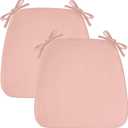 2'' Thick High-Density Foam Indoor Chair Cushions | Dining Chair Pads with Ties, Removable Washable Cover, Kitchen Chair Cushions 17"x16", Pink 2 Pack