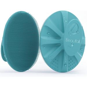 Silicone Body Scrubber Shower Bath Wash Brush Gentle Exfoliating Scrub Cleansing Loofah for Women Men Baby Sensitive Skin, Easy to Clean, Lather Nicely, More Hygienic, 1 Pack, Cyan