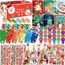 218 Pcs Christmas Stationery Set for Kids Includes Pencil sharpener Eraser Ruler Stamp Mini Notebook Treat Bags Stickers, Xmas Party Themed Classroom Gift Exchange School Games Prizes Carnival Events