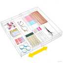 Briwooody 1 PC Acrylic Desk Drawer Organizer 2 Inch Height Expandable Drawer Organizer Trays with 8 Adjustable Compartments Desk Accessories for Makeup Silverware Office Bathroom(Clear,Stylish)